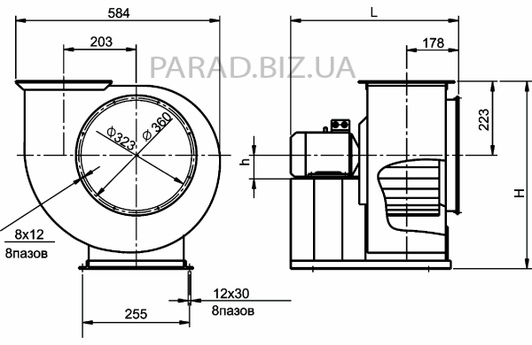 Размеры вентилятора ВЦ 14-46 номер 3_15