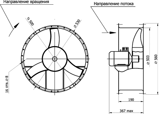 Размеры вентилятор осевой ОВ 06-300 №5